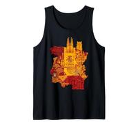 Espana Spain Map Landmarks Sagrada Familia Graphic Design Tank Top