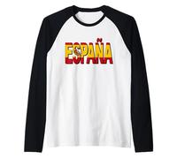Espana Text with Spanish Flag Raglan Baseball Tee
