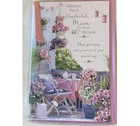 Especially For A Wonderful Mum On Your 60th Birthday Card Age 60 Sixty White/Purple/Pink Flower Garden/Words Ribbon/Foil Detail(PRELUDE46620)