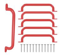 ESPETS 17 Inch 6 Pieces Red Steel Handles for Outdoor Playground Accessories- Swing Set Attachment Grab Bars, Playset Safety Handles, Indoor Monkey Bars for Jungle Gym, Playhouse, Climbing Frame
