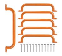 ESPETS 17 Inch Pack of 6 Orange Steel Handles for Outdoor Playground Equipment Accessories- Swing Set Attachment Grab Bars, Playset Safety Handles, Indoor Monkey Bars for Jungle Gym, Playhouse