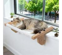 ESPETS Cat Window Sill Perch with Solid Wood & Thick Metal, Sturdy Cat Hammock Beds Window Seats with Soft Cusion Large Cats and Kittens-22.5 Inch