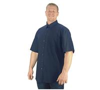 Espionage Big Mens Navy Blue Markham Short Sleeve Plain Shirt Casual Office Business Long for Sizes 2XL 3XL 4XL 5XL 6XL 7XL 8XL, Size : 2XL