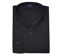 Espionage Big Size Mens Cotton Rich Long Sleeve Plain Shirt (150) in Black in 2XL