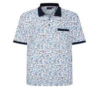 Espionage Bird Print Polo Shirt Short Sleeve Pocket Casual Top Mens 2XL-8XL P224 (UK, Alpha, 3XL, Plus, Regular, White/Navy/Blue)