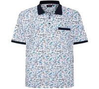 Espionage Bird Print Polo Shirt Short Sleeve Pocket Casual Top Mens 2XL-8XL P224 (UK, Alpha, 4XL, Plus, Regular, White/Navy/Blue)
