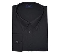 Espionage Mens Big Size Button Down Collar Long Sleeve Shirt (150) in Black in 3XL