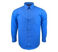 Espionage Mens Big Size Button Down Collar Long Sleeve Shirt (150) in Blue in 5XL