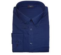 Espionage Mens Big Size Button Down Collar Long Sleeve Shirt (150) in Navy in 5XL