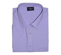 Espionage Mens Big Size Plain Collar Short Sleeve Shirt (147) in Lilac in 8XL
