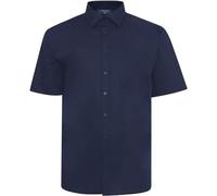 Espionage Mens Big Size Plain Collar Short Sleeve Shirt (147) in Navy in 2XL