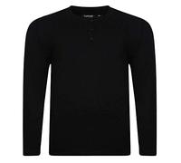 Espionage Mens Big Size Pure Cotton Long Sleeve Grandad Tee Shirts (310) Black in 6XL