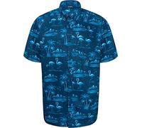 Espionage Mens Big Size Short Sleeve Flamingo Print Shirt in Navy Blue 5XL