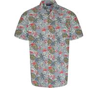 Espionage Mens Big Size Short Sleeve Leaf Print Shirt in Grey Multi 5XL