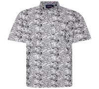 Espionage Mens Floral Monochrome Big & Tall Short Sleeve Shirt - Black - 5XL