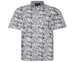 Espionage Mens Floral Monochrome Big & Tall Short Sleeve Shirt - Black - 5XL