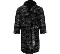 Espionage Mens Hooded Camo Fleece Dressing Gown - Grey - 5XL