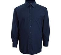 Espionage Men's Kingsize SH151 Plain Collar Long Sleeve Shirt Size - 4XL - 54-56" Chest Navy