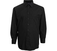Espionage Men's Kingsize SH151 Plain Collar Long Sleeve Shirt Size - 5XL - 58-60" Chest Black