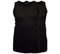 Espionage Mens Long Length Combed Cotton Vests (017) in Black (Twin Pack) in 4XL