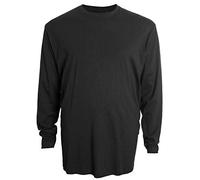 Espionage Men's Plain Round Neck Long Sleeve T-Shirt in Black 7XL