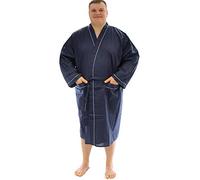 Espionage Men's Plain Traditional Dressing Gown-Blue-3XL