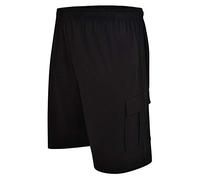 Espionage Mens Plus Size Cotton Jersey Longer Length Cargo Short in Black in 3XL