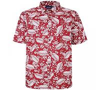 Espionage Men's Plus Size Leaf Print Soft Peach Cotton Finish Shirt (SH356) Red/White in 8XL
