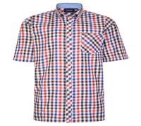 Espionage Men's Plus Size Poly Cotton Short Sleeve Check Shirt in Royal Brown 6XL