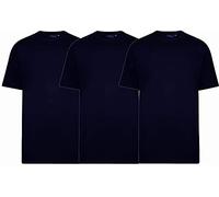 Espionage Mens Plus Size Pure Cotton 3 Pack Basic Plain Tee Shirt in Navy in 5XL