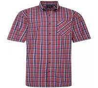 Espionage Mens Plus Size SH406 Check S/S Shirt 4XL Coral/Navy