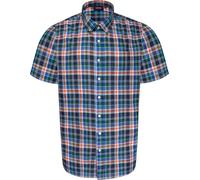 Espionage Oxford Weave Short Sleeve Check Shirt for Men in Blue, 3XL