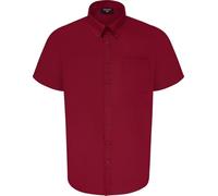Espionage Plain Shirt Short Sleeve Chest Pocket Button Down Mens Plus Size SH149 (UK, Alpha, 5XL, Plus, Regular, Wine)