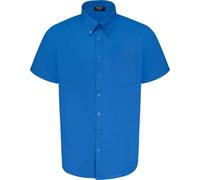 Espionage Plain Shirt Short Sleeve Chest Pocket Button Down Mens Plus Size SH149 (UK, Alpha, 5XL, Plus, Regular, Cobalt)