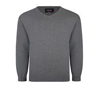 Espionage Regular V-Neck Jumper Plain Long Sleeve Fahion Detail Sleeve Cotton Classic King Size Mens Adults 2XL-8XL KW031 (as8, Alpha, 3X_l, Regular, Regular, Charcoal)