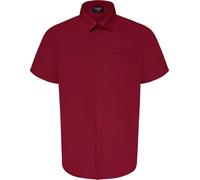 Espionage Shirt Plain Short Sleeve Button Up Collared Mens Plus Size SH147 (UK, Alpha, 4XL, Plus, Regular, Wine)