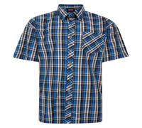 Espionage Short Sleeve Check Shirt for Men in Blue, 7XL