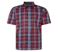 Espionage Short Sleeve Check Shirt for Men in Burgundy, 4XL
