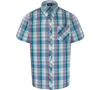 Espionage Short Sleeve Check Shirt for Men in Green/Pink/White 4XL