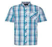 Espionage Short Sleeve Check Shirt for Men in Green/Pink/White 4XL