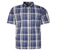 Espionage Short Sleeve Check Shirt for Men in Navy, 2XL