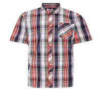 Espionage Short Sleeve Check Shirt for Men in Navy/Coral/White 5XL