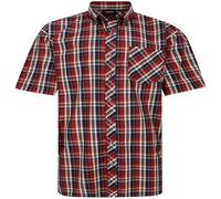 Espionage Short Sleeve Check Shirt for Men in Red, 4XL