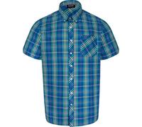 Espionage Short Sleeve Check Shirt for Men in Royal/Mint/Lemon 3XL