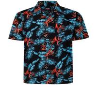 Espionage Short Sleeve Shirt for Men with Leaf Print in Black, 7XL