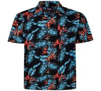 Espionage Short Sleeve Shirt for Men with Leaf Print in Black, 7XL