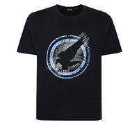 Espionage Short Sleeve T-Shirt for Men with Vintage Eagle Print in Navy, 5XL