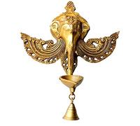eSplanade - 11" Ganesha Oil Lamp Brass Wall Hanging Diya | Home Decor | Brass Diya | Brass Deepam | Brass Lamps | Kuthu Vilakku | Nila Vilakku