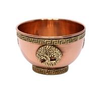 eSplanade 3-inch Copper Offering Altar Bowl with Compassion Design | Ritual Use, Incense Burner, Smudging Decorative Bowl for Home Decor, Housewarming Gift. (Tree of Life)