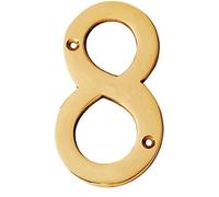 eSplanade 4" Brass House Hotel Door Number Plaque Sticky Numeric Numerical Digit 0-9 (8 (Eight))